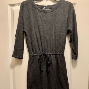 Sweatshirt Knit Dress with Tie Waist